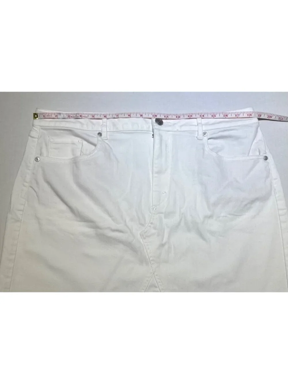 Loft outlet Womens 14 NWT white denim skirt fringe hem cotton spandex